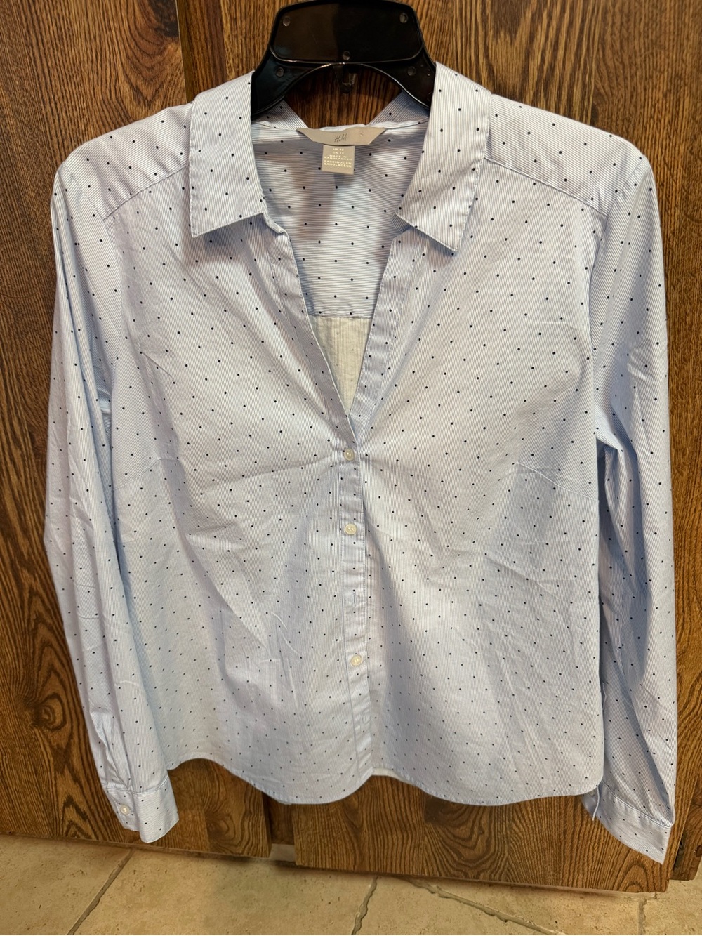 H&M Light Blue Shirt with Navy Dot Print